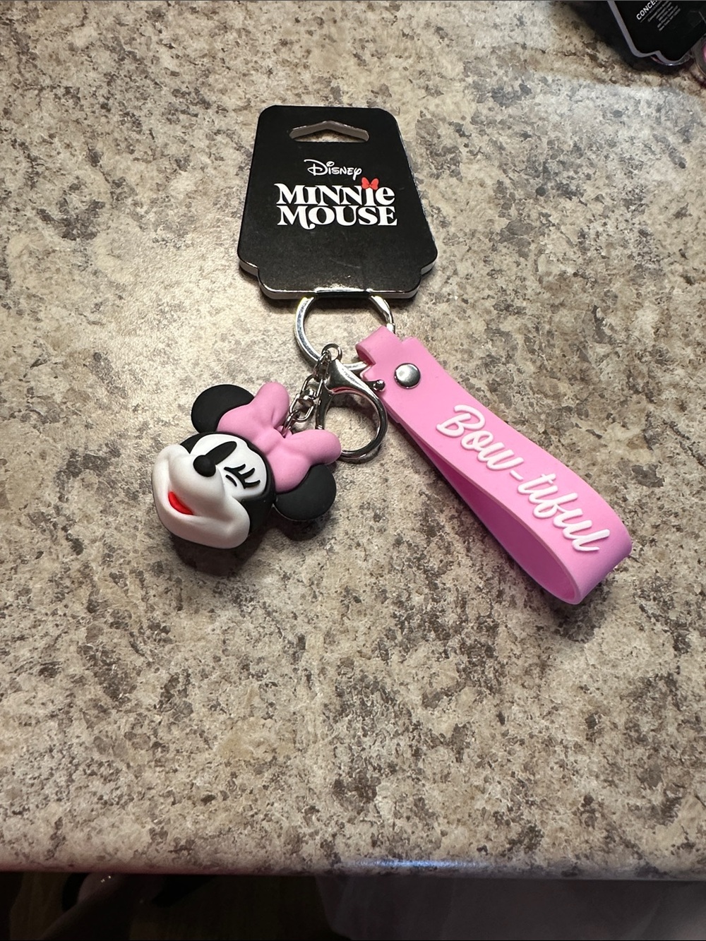 Disney Minnie Mouse Pink Silicone 'Bow-tiful' Keychain with Charm
